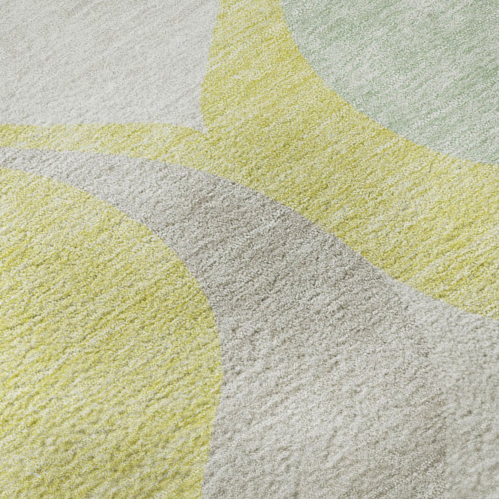 9' X 12' Yellow Ivory And Gray Ogee Washable Area Rug With UV Protection