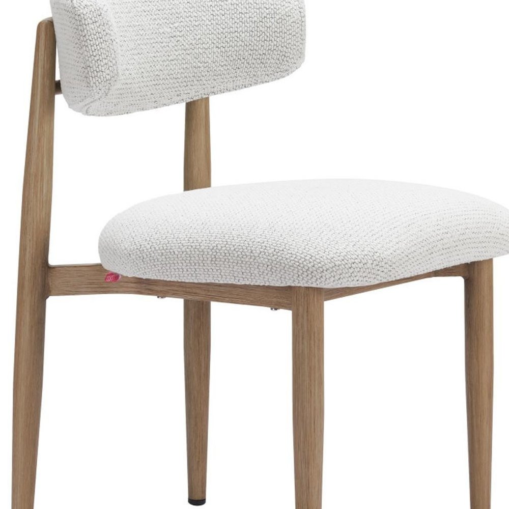 White and Brown Olefin Curved Back Dining Side Chair