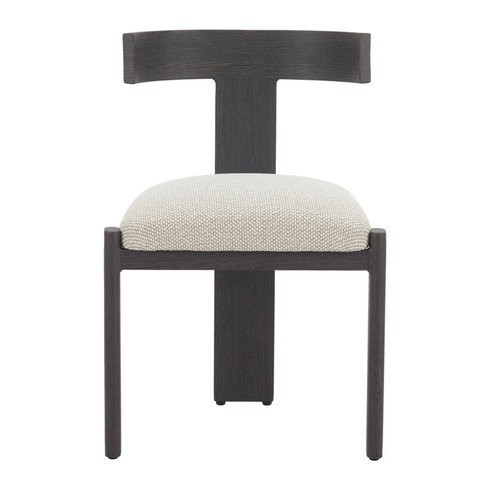 Beige and Black Olefin Open Back Dining Side Chair
