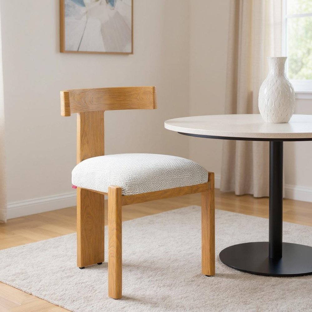 Beige And Natural Olefin And Aluminum Open Back Dining Side Chair