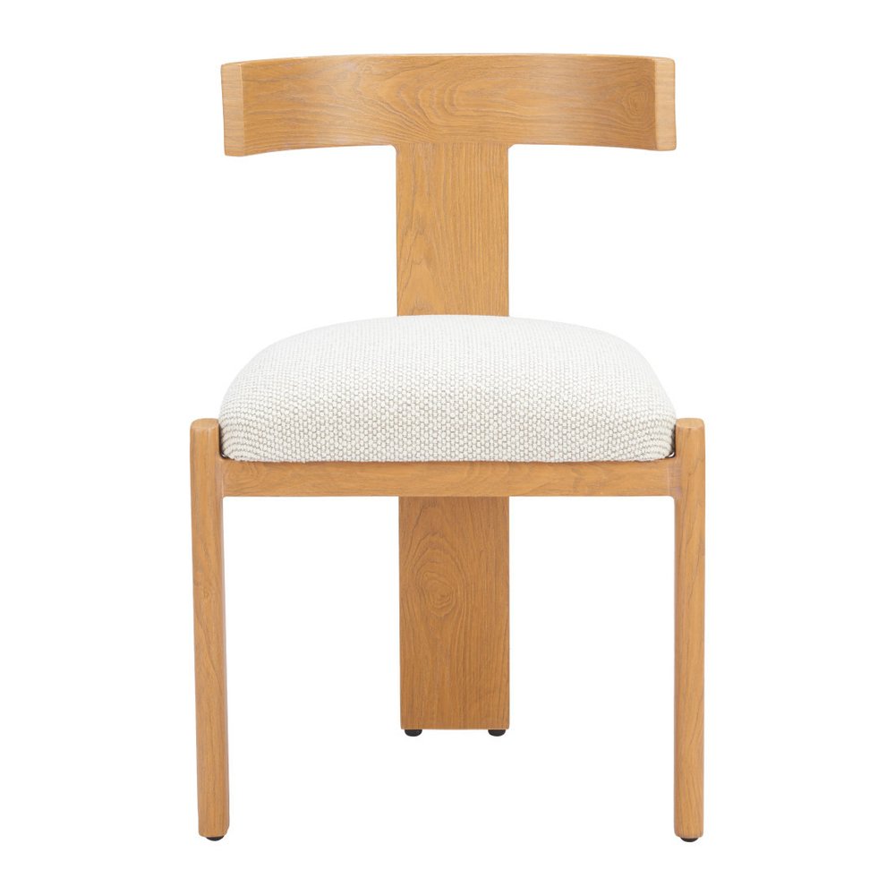 Beige And Natural Olefin And Aluminum Open Back Dining Side Chair
