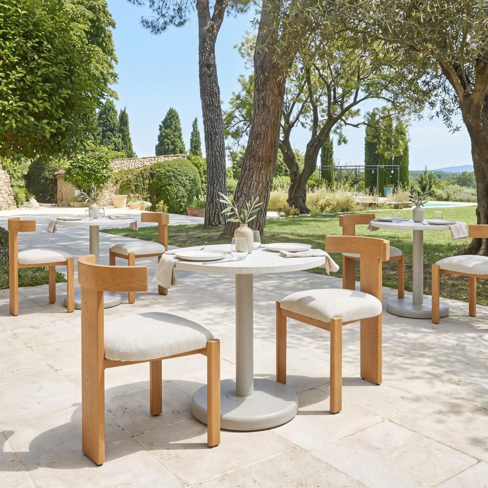 Beige And Natural Olefin And Aluminum Open Back Dining Side Chair