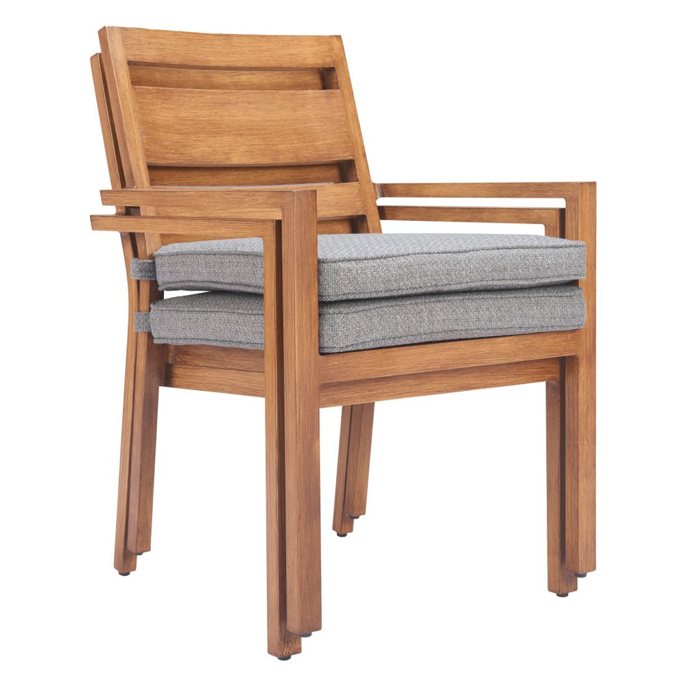Set of Two Natural Slipcovered Slat Back Dining Arm Chairs