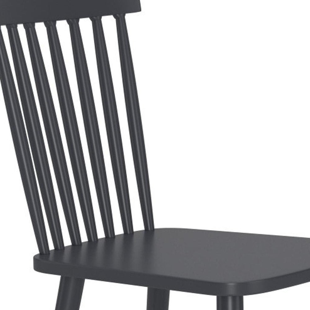 Set of Two Black Aluminum Slat Back Dining Side Chairs