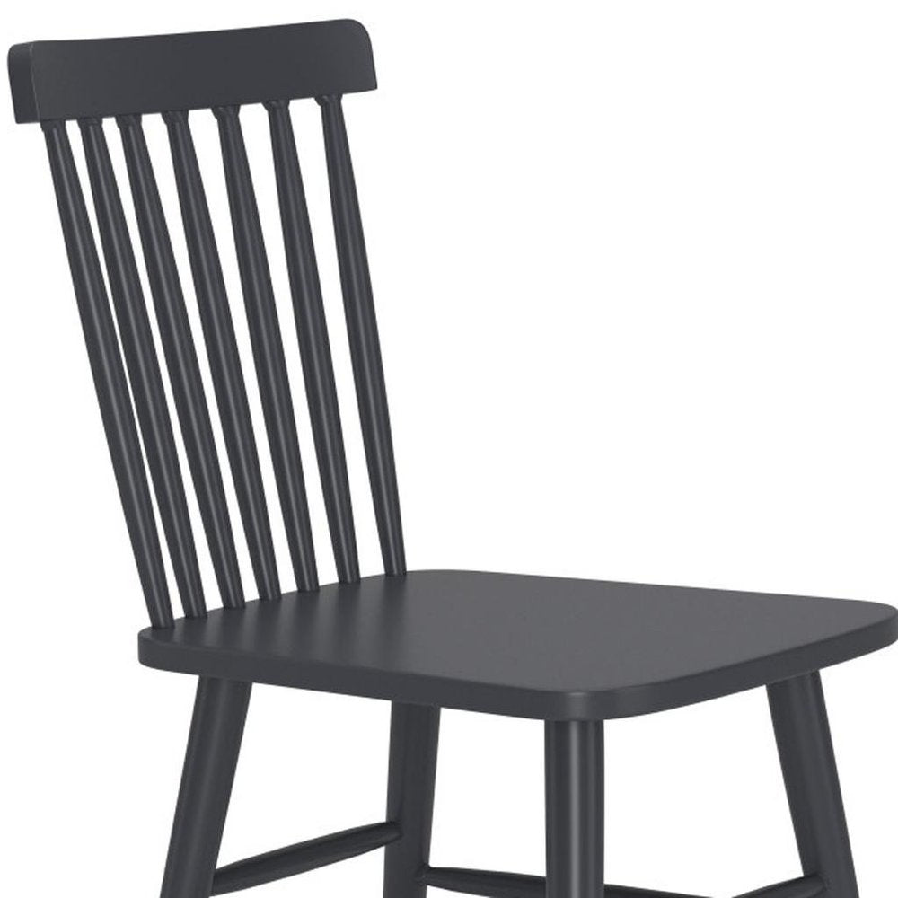 Set of Two Black Aluminum Slat Back Dining Side Chairs