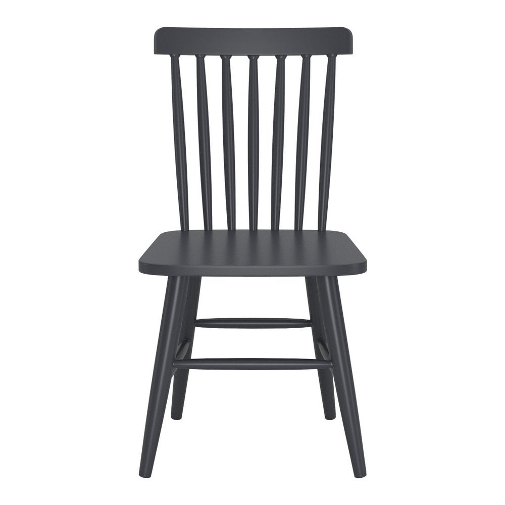 Set of Two Black Aluminum Slat Back Dining Side Chairs