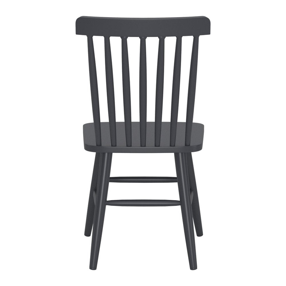 Set of Two Black Aluminum Slat Back Dining Side Chairs