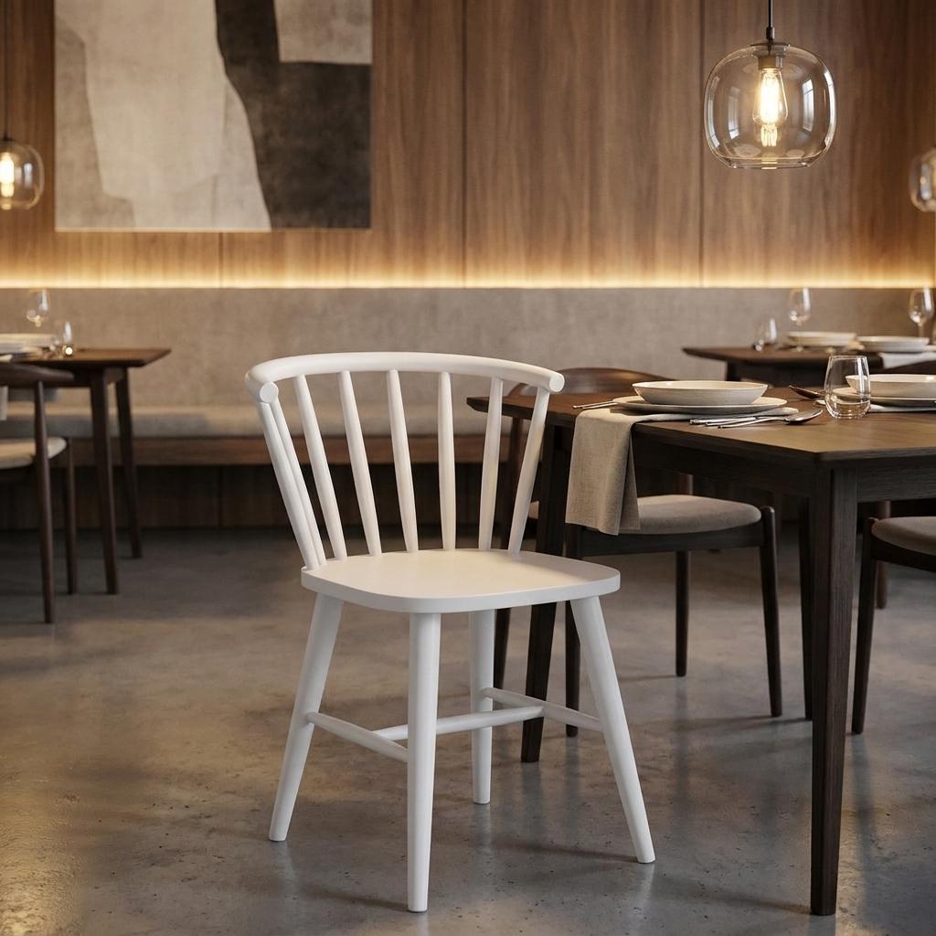 White Aluminum Windsor Back Dining Side Chair