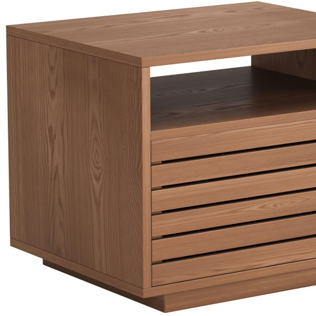 16" Natural Wood Plantation Shutter One Drawer Nightstand