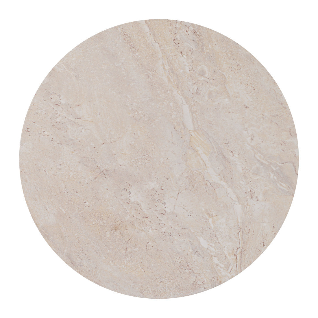 16" Beige and Natural Stone and Solid Wood Round Outdoor Side Table