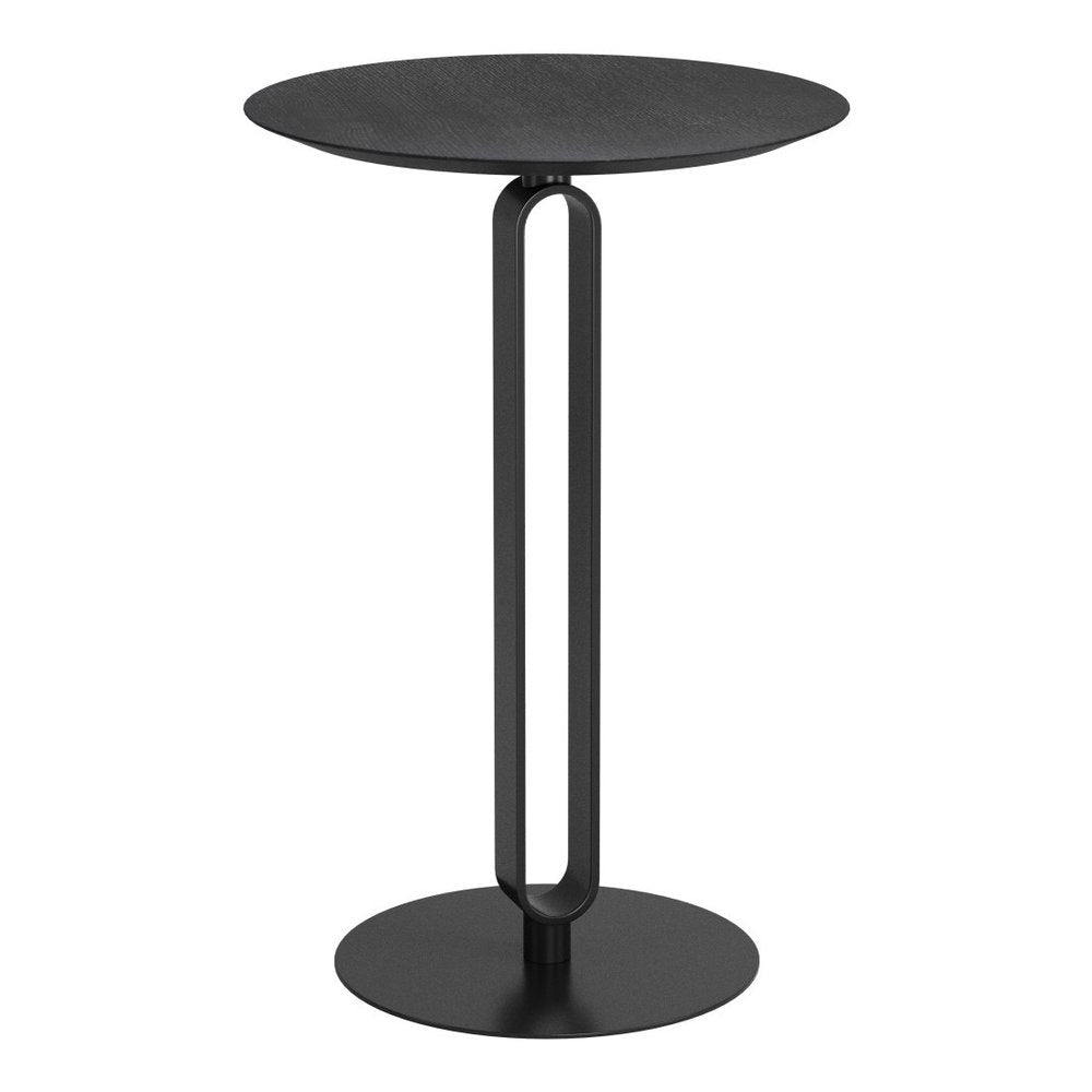 24" Black Wood and Steel Rounded Bar Table