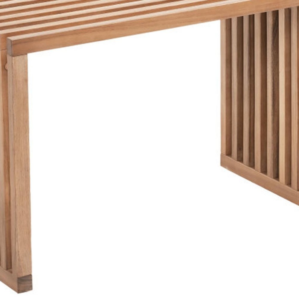54" Natural Acacia Solid Wood Extendable Garden Patio Bench