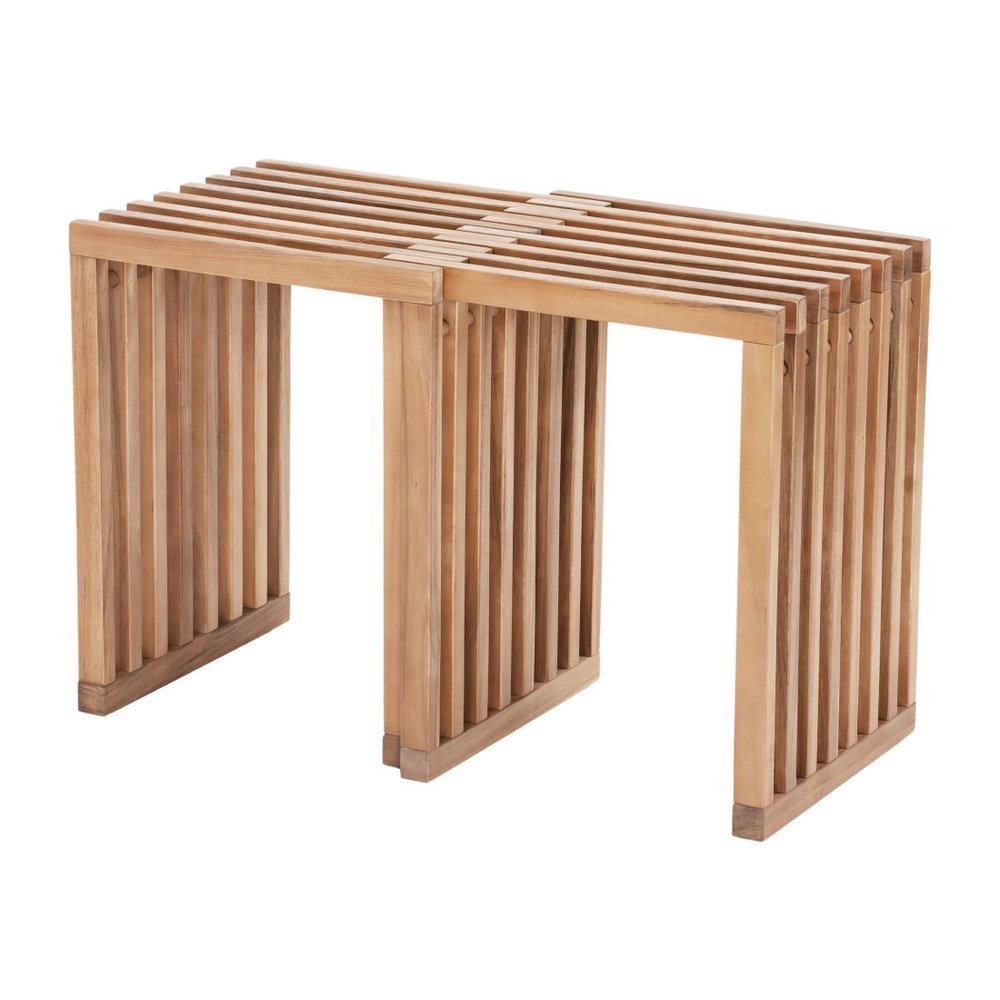 27" Natural Solid Wood Extendable Indoor Outdoor Bench