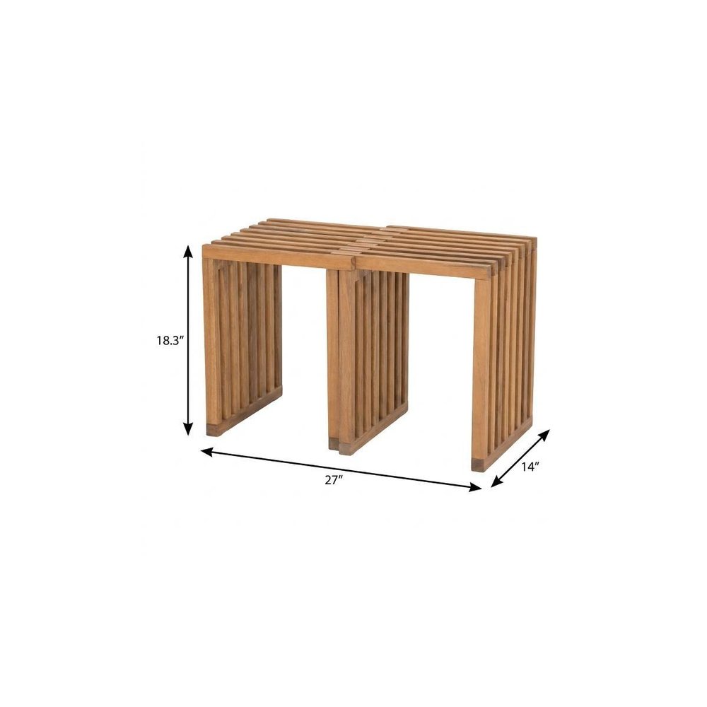 27" Natural Solid Wood Extendable Indoor Outdoor Bench