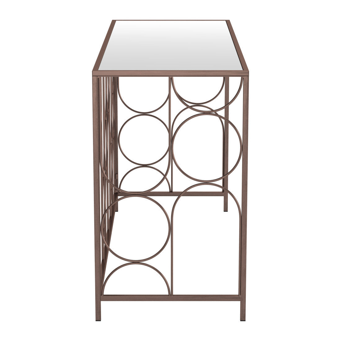 50" Clear and Bronze Mirrored Glass and Steel Frame Console Table