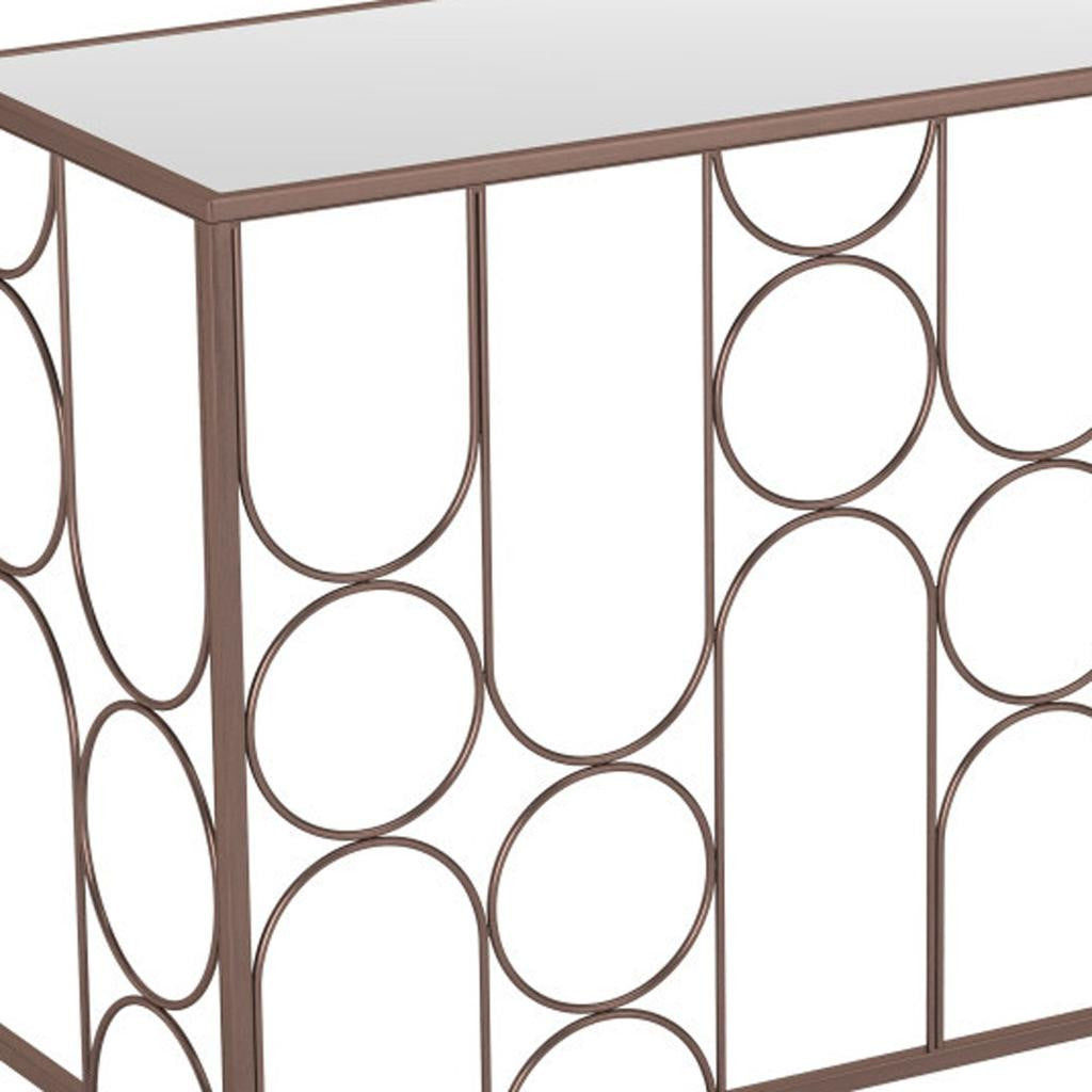 50" Clear and Bronze Mirrored Glass and Steel Frame Console Table