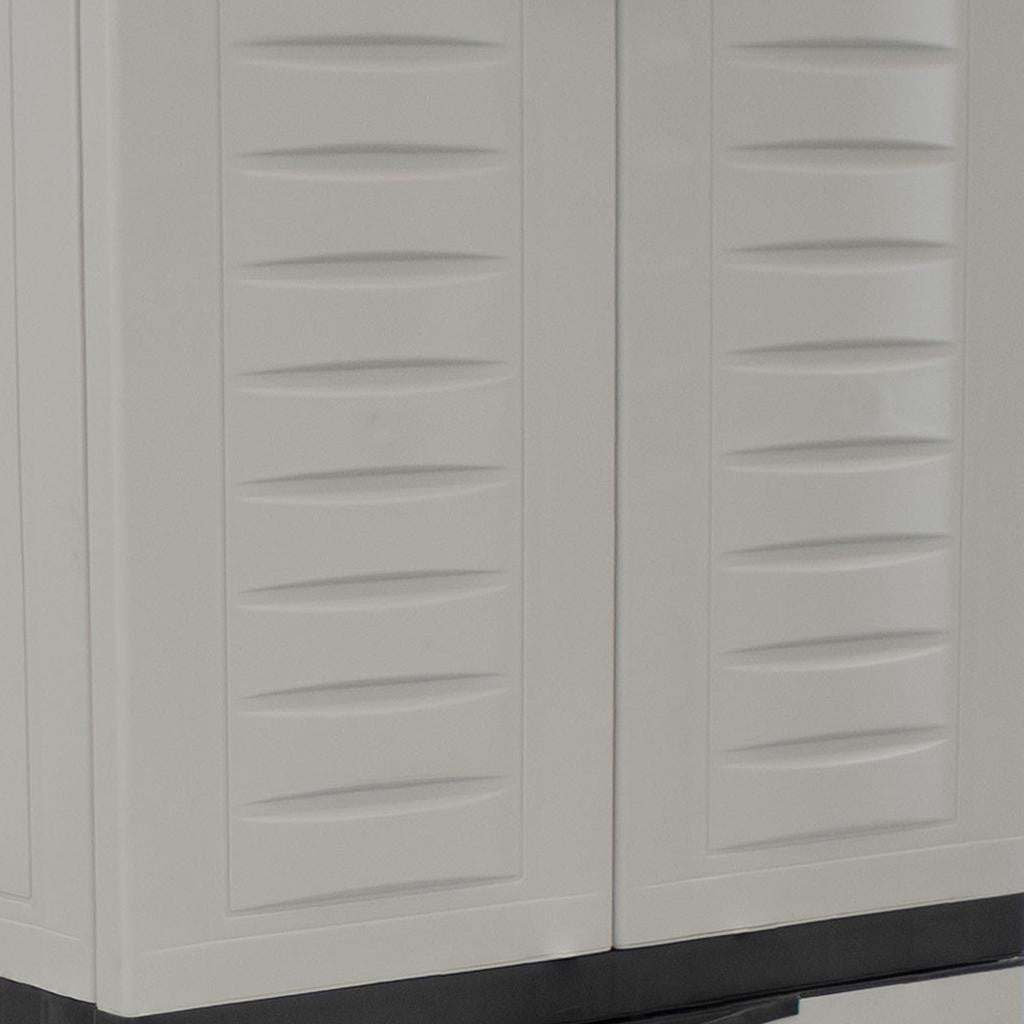 23" Black and Gray Plastic Accent Cabinet With Four Doors And One Drawer