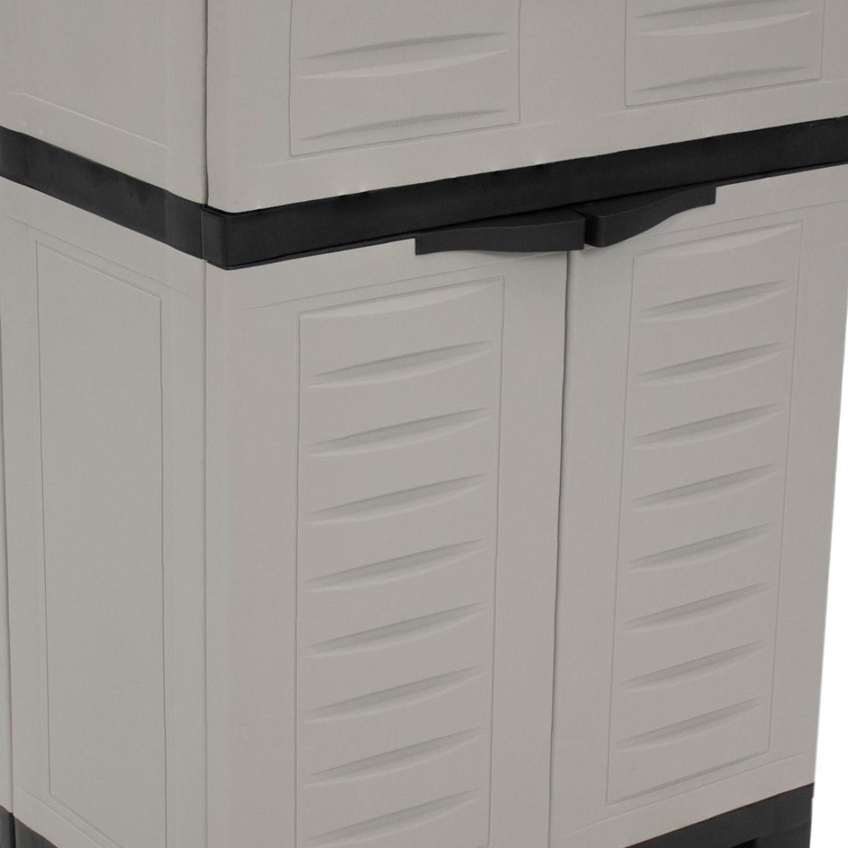 24" Gray Plastic Accent Cabinet With Two Doors And One Drawer