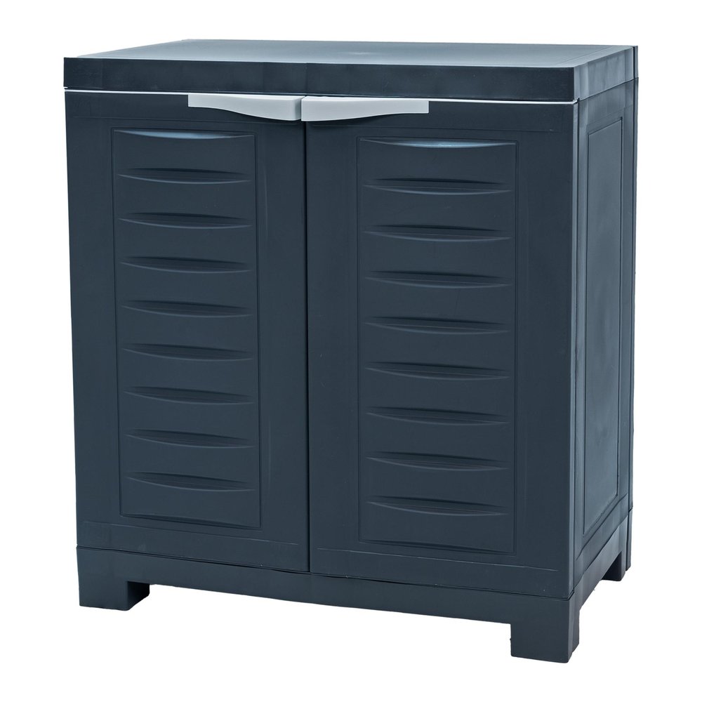 23" Charcoal Plastic Accent Cabinet With Two Doors