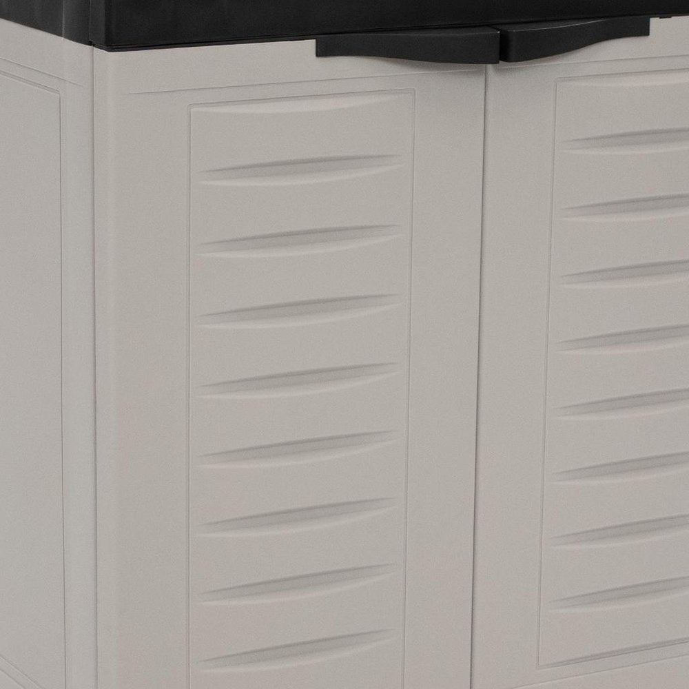 23" Black and Gray Plastic Accent Cabinet With Two Doors