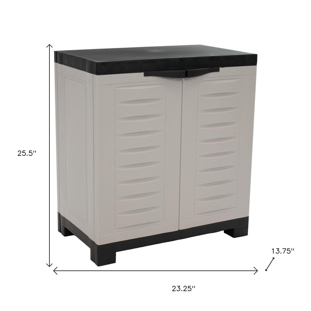 23" Black and Gray Plastic Accent Cabinet With Two Doors