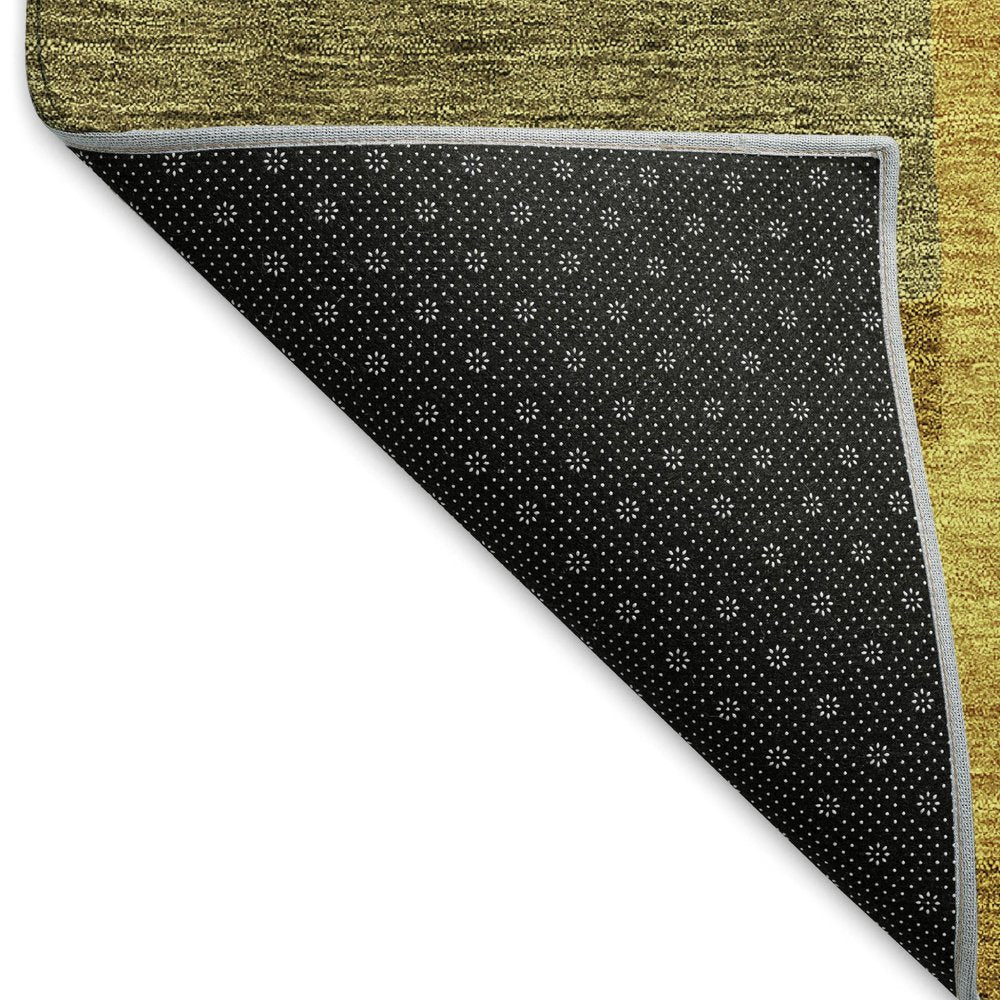 9' X 12' Wheat Ivory And Gold Geometric Washable Area Rug With UV Protection