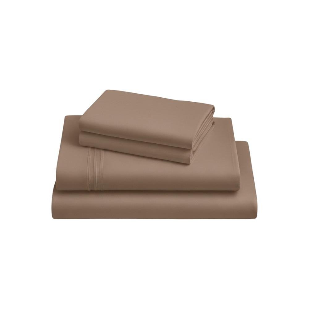 Four Piece Light Brown Cotton King Sheet Set