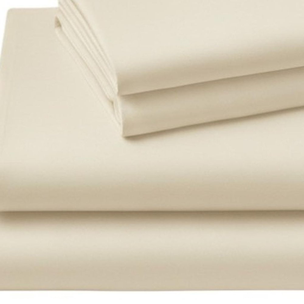Four Piece Ivory Cotton King Sheet Set