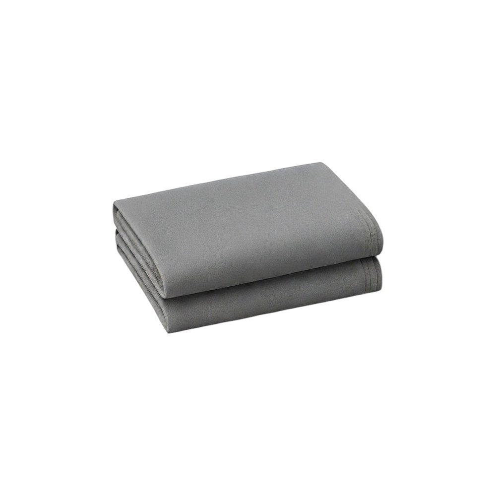 Set of Two Light Gray Cotton King Pillowcases