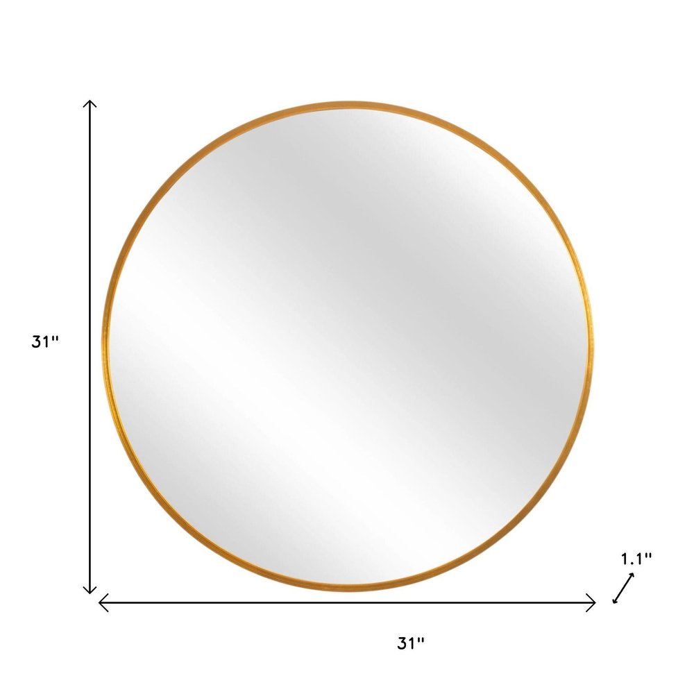 31" Gold Metal Round Framed Accent Mirror