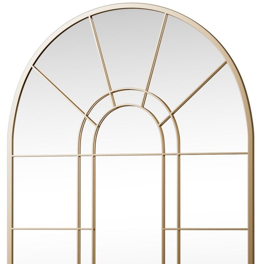 41" Gold Arch Metal Window Pane Framed Accent Mirror