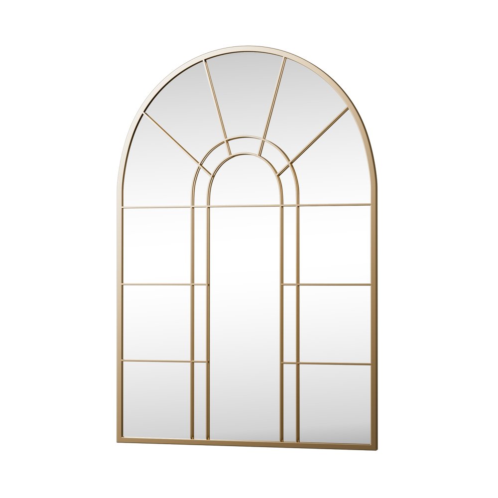 41" Gold Arch Metal Window Pane Framed Accent Mirror