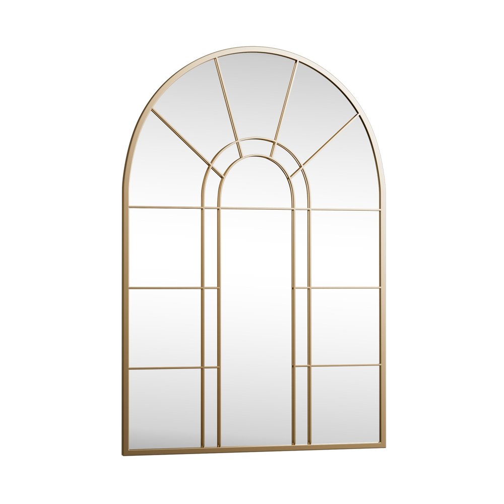 41" Gold Arch Metal Window Pane Framed Accent Mirror