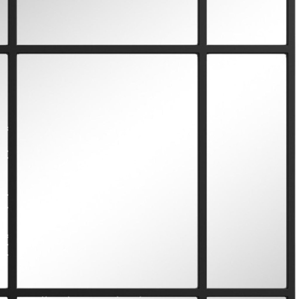 39" Black Iron Window Pane Geometric Framed Accent Mirror
