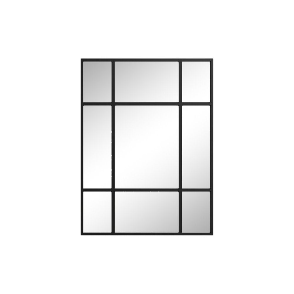 39" Black Iron Window Pane Geometric Framed Accent Mirror