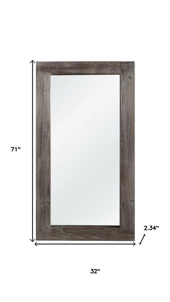 71" Charcoal Solid Wood Framed Full Length Mirror