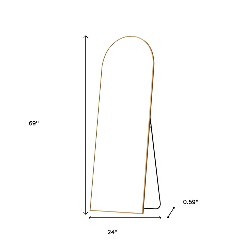69" Gold Arch Freestanding Framed Full Length Mirror