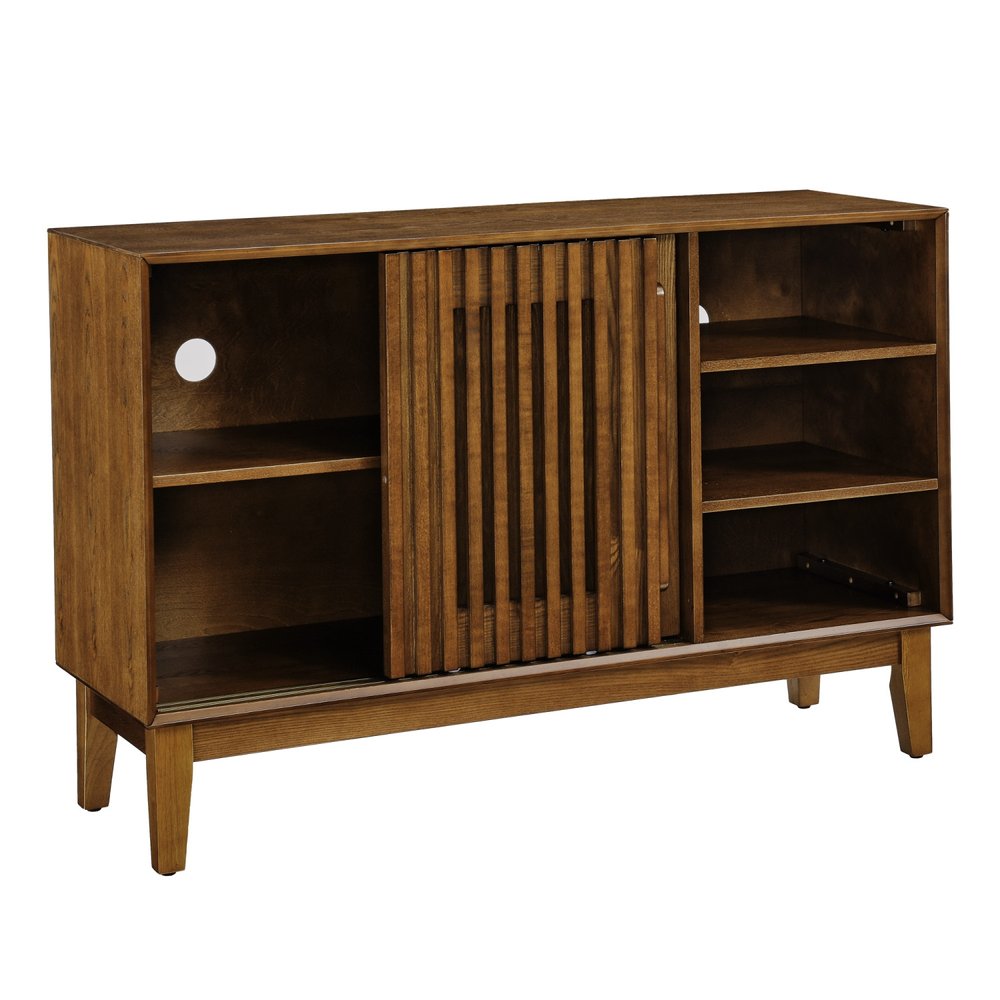 47" Brown Wood Sideboard With Two Sliding Doors