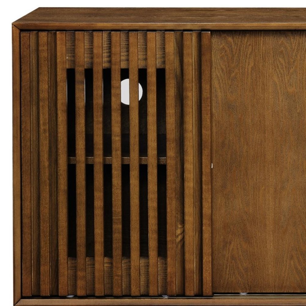 47" Brown Wood Sideboard With Two Sliding Doors