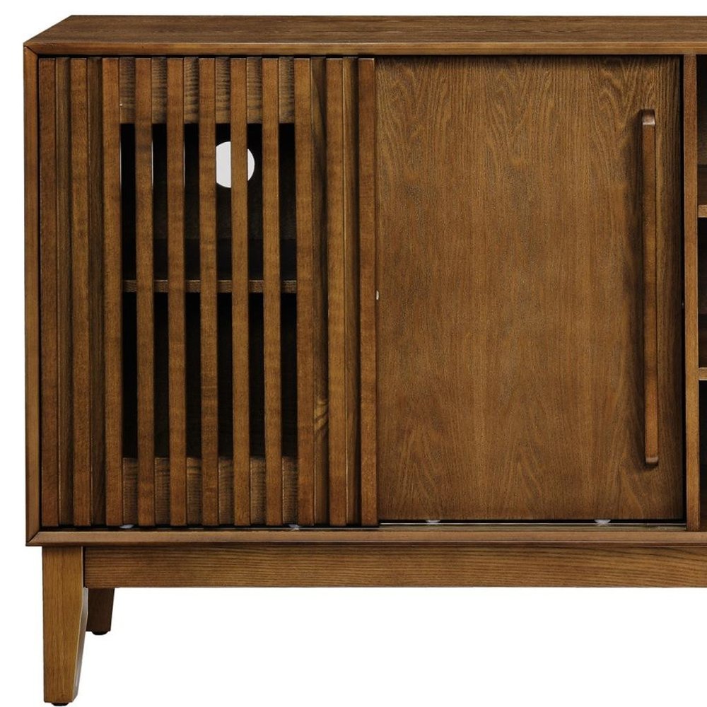 47" Brown Wood Sideboard With Two Sliding Doors