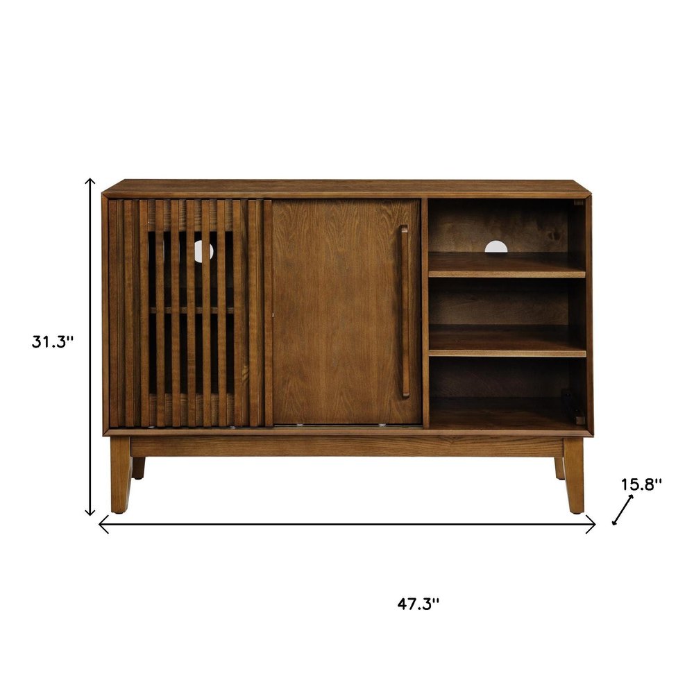 47" Brown Wood Sideboard With Two Sliding Doors