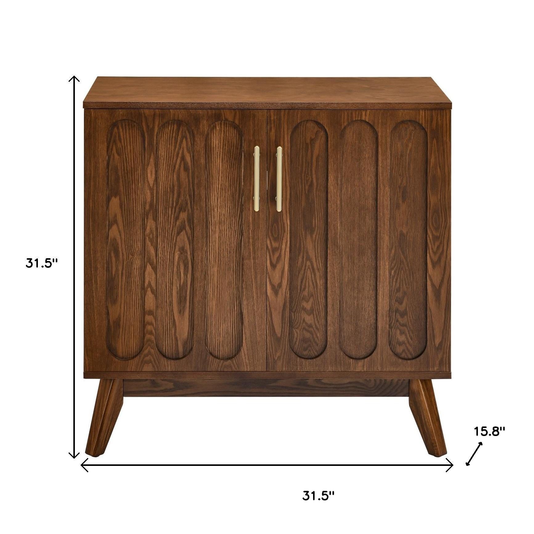 32" Brown Wood Accent Cabinet