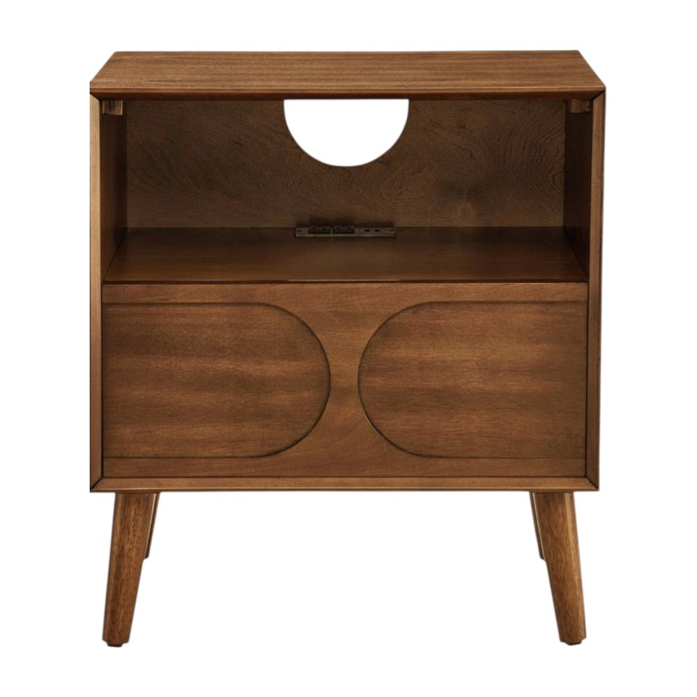 25" Brown Wood One Drawer Nightstand