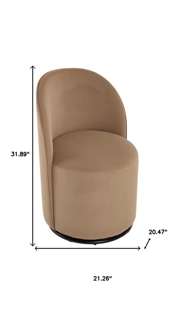Cream and Black Velvet Curved Back Swivel Dining Arm Chair
