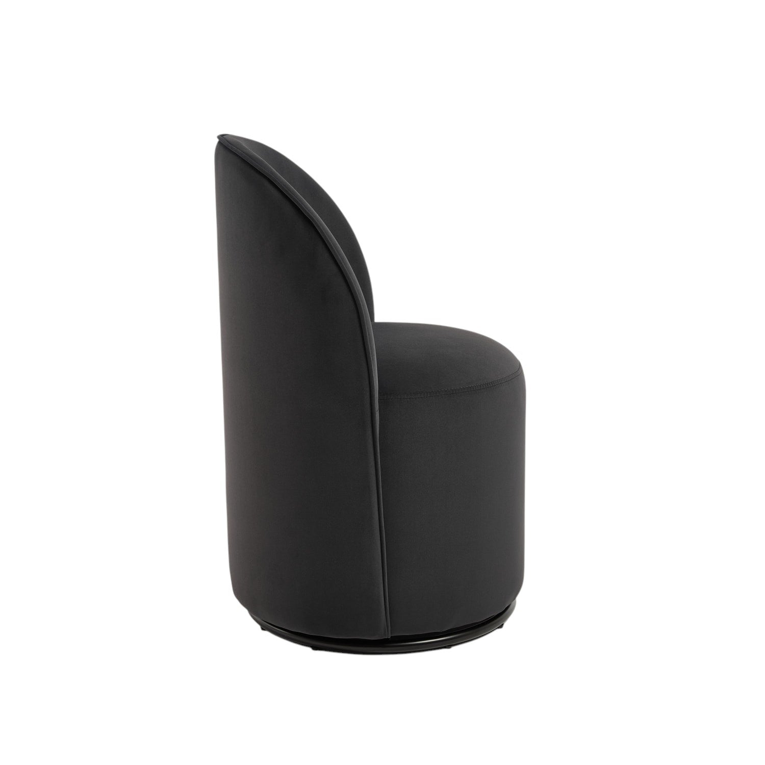 Black Velvet Curved Back Swivel Dining Arm Chair