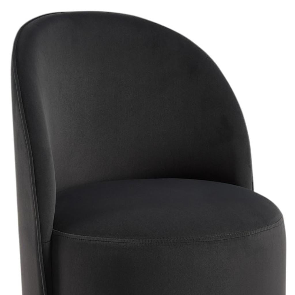 Black Velvet Curved Back Swivel Dining Arm Chair