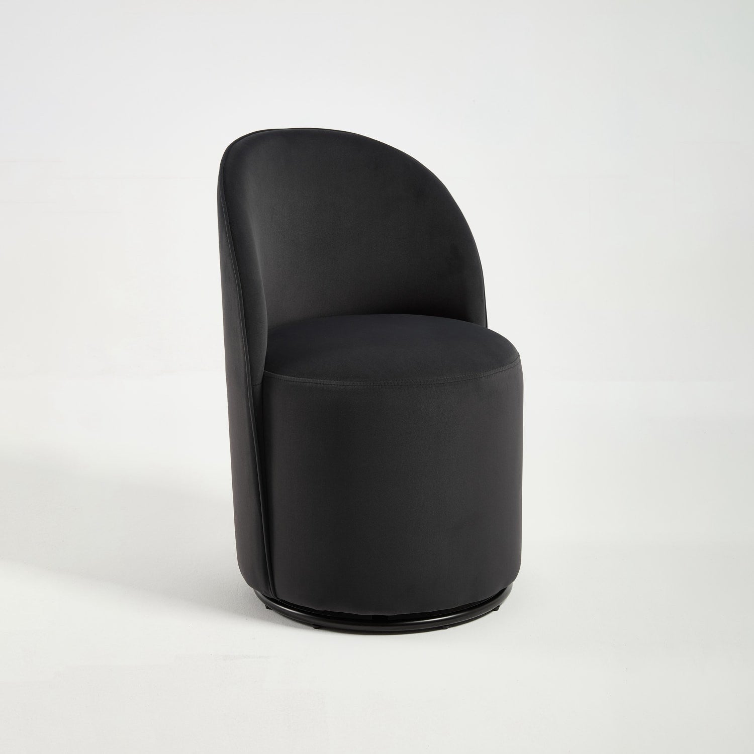 Black Velvet Curved Back Swivel Dining Arm Chair