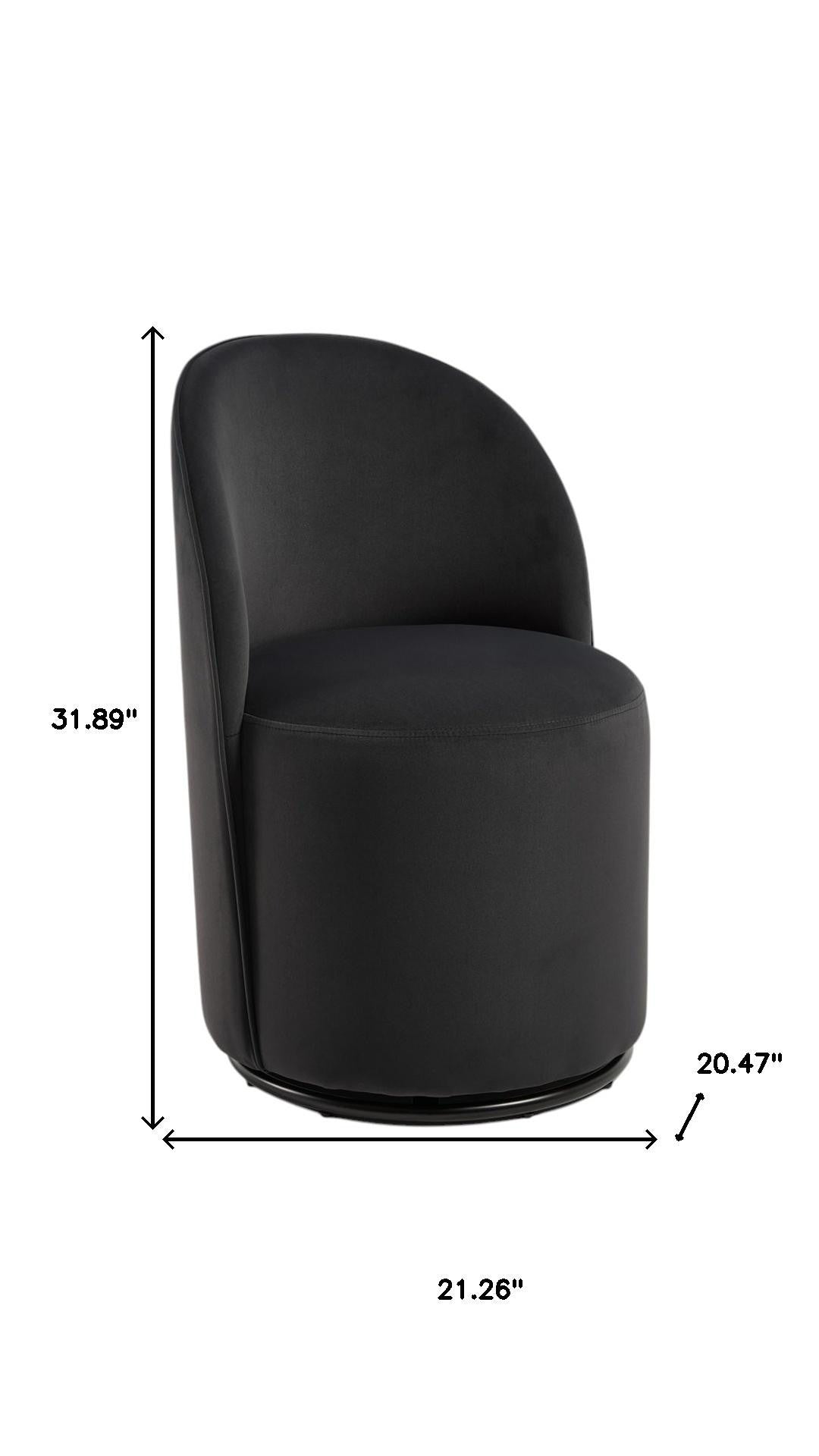 Black Velvet Curved Back Swivel Dining Arm Chair