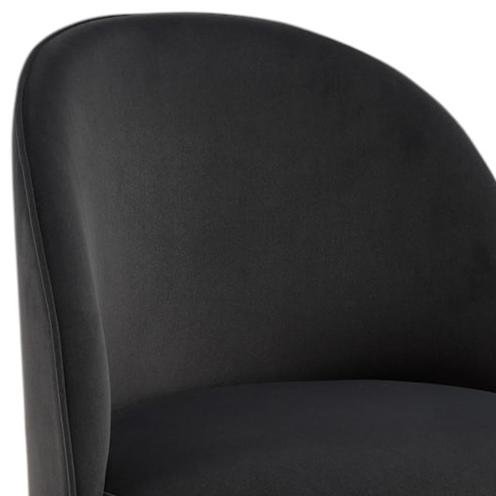 Black Velvet Curved Back Swivel Dining Arm Chair