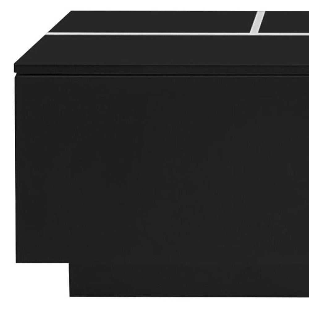 47" Black Wood Extendable Coffee Table With Storage